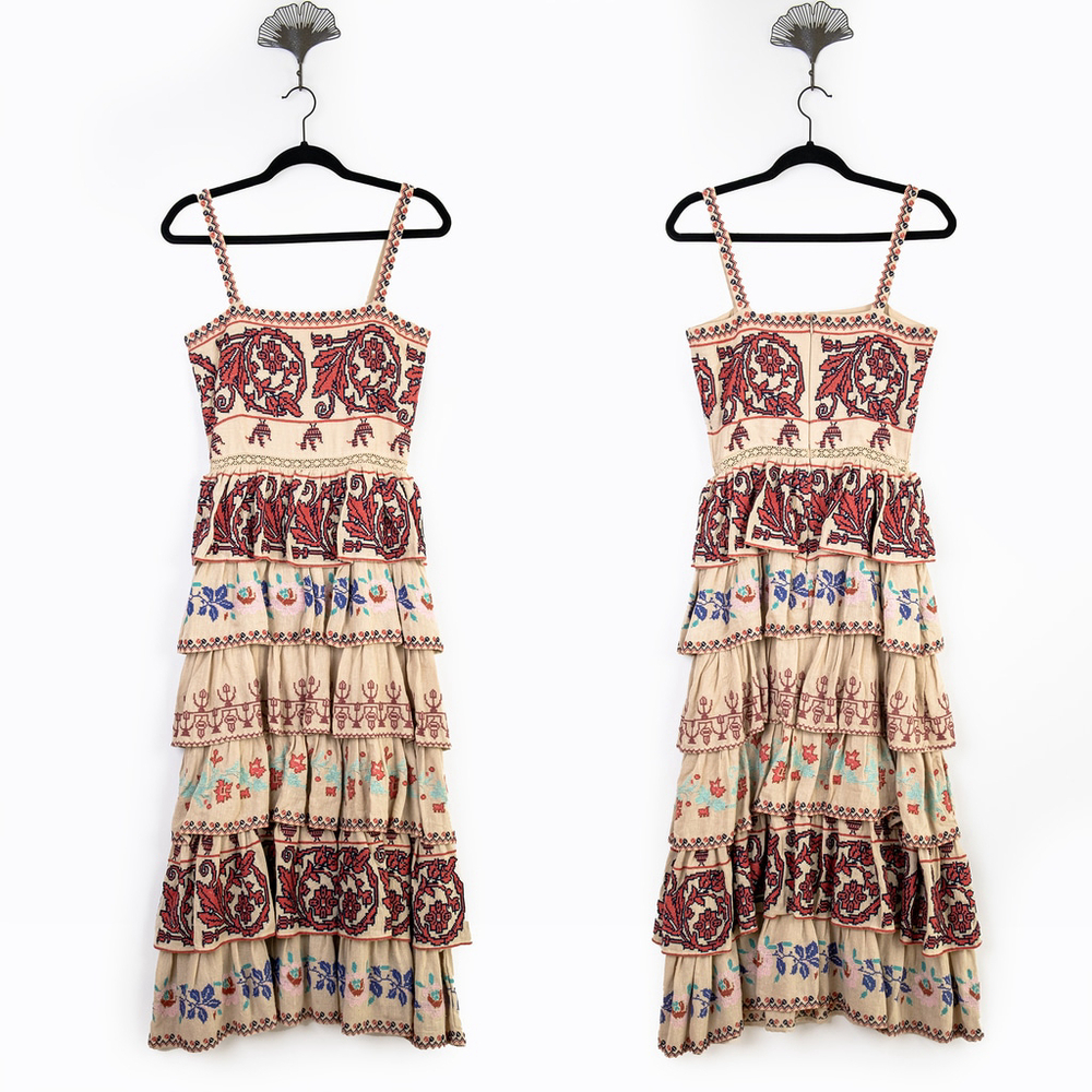 NWT SEA New York Ramona Embroidered Ruffled Dress in Multi $725 - Size US 2 - XS - Picture 3 of 10